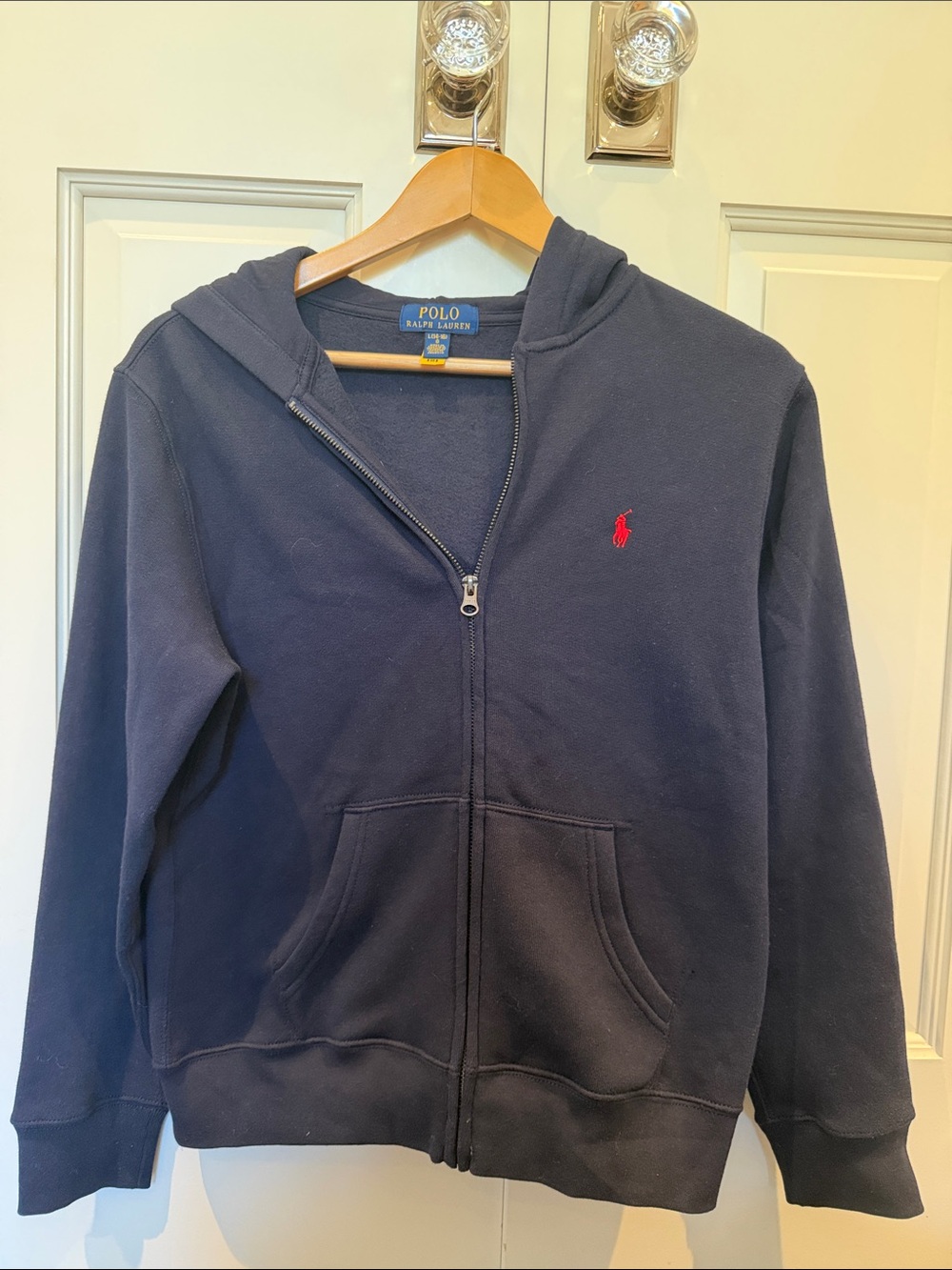 Polo Ralph Lauren Boys Navy Full-Zip Hoodie – Size Large 14–16